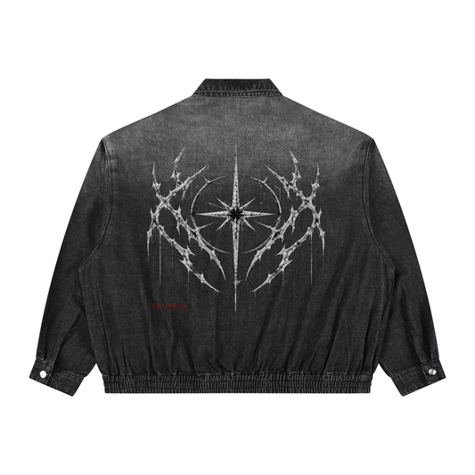 Unisex Vintage Wash Full-Zip Denim Jacket
