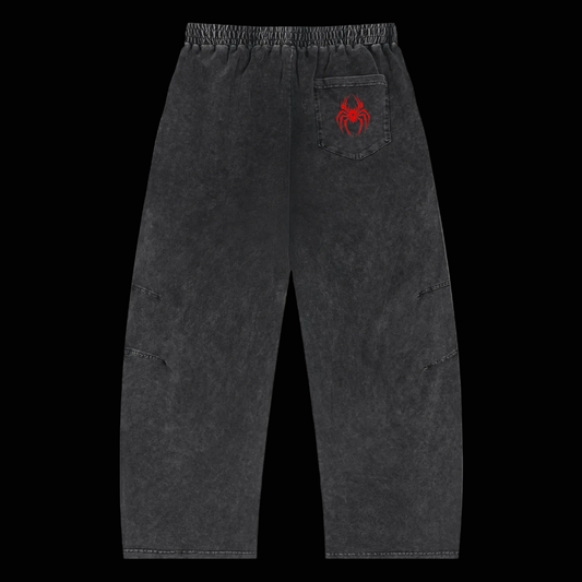 spider edition' Snow Wash Drawstring Cotton Pants