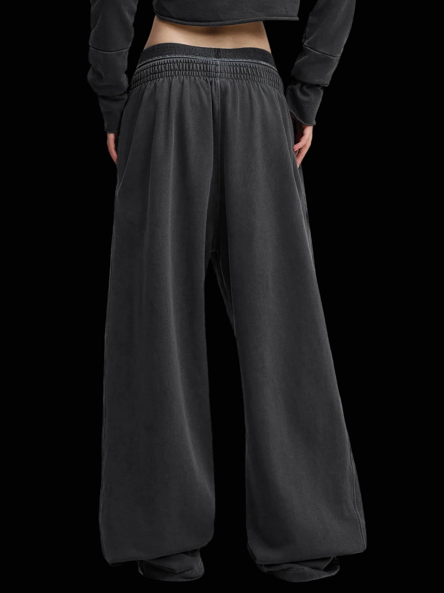 womans Blank style Vintage Washed Waist Pants