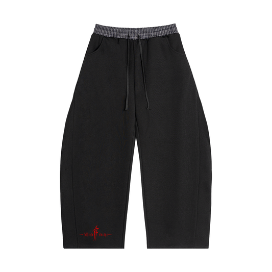 unisex Blank style Plaid Waistband Barrel Sweatpants