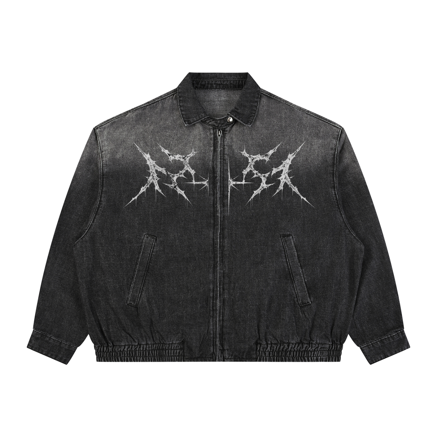 Unisex Vintage Wash Full-Zip Denim Jacket