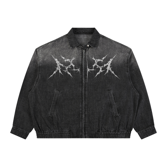 Unisex Vintage Wash Full-Zip Denim Jacket