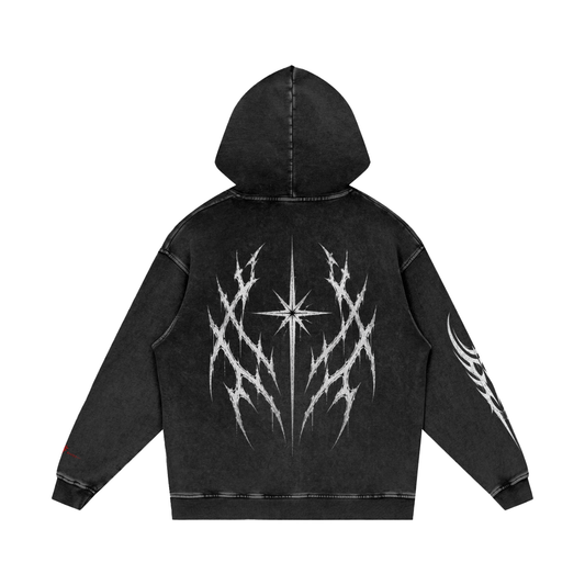 Snow Washed Loose Cotton Hoodie