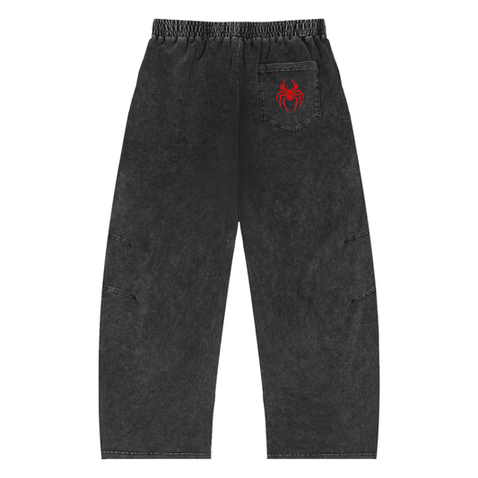spider edition' Snow Wash Drawstring Cotton Pants