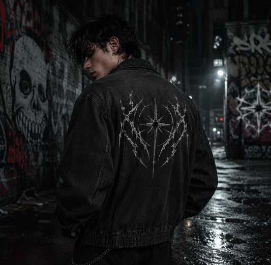 Unisex Vintage Wash Full-Zip Denim Jacket