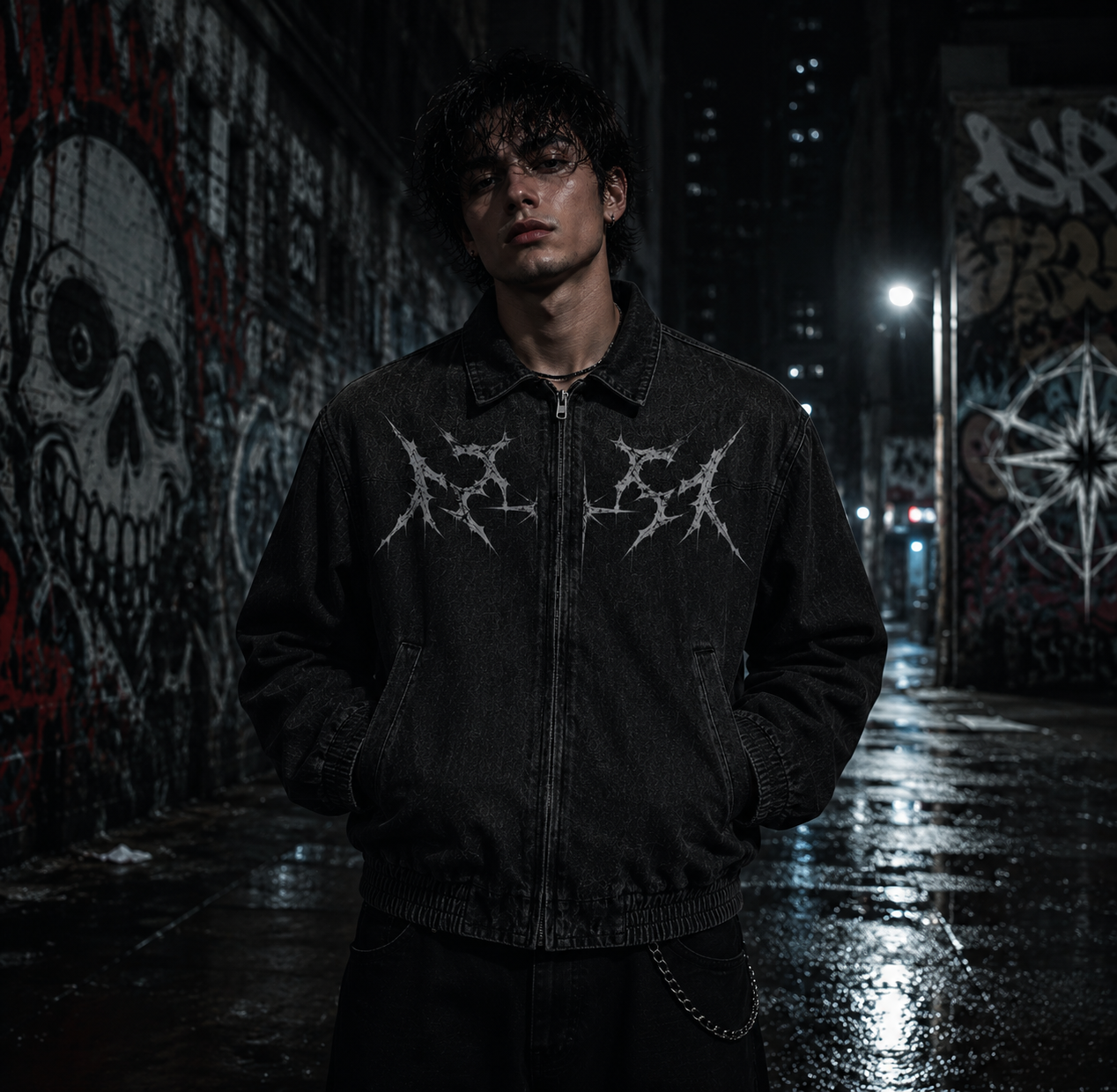 Unisex Vintage Wash Full-Zip Denim Jacket