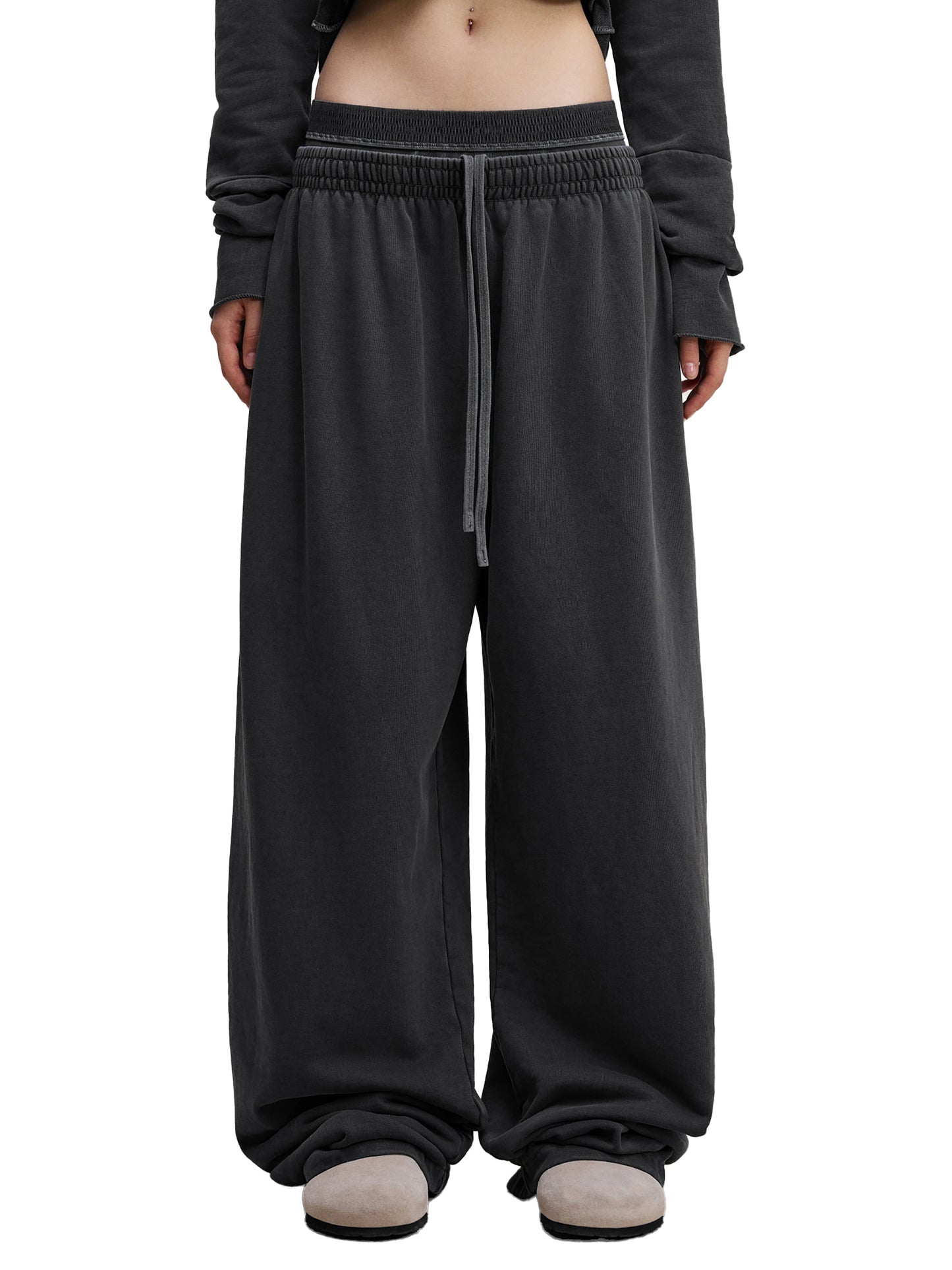 womans Blank style Vintage Washed Waist Pants
