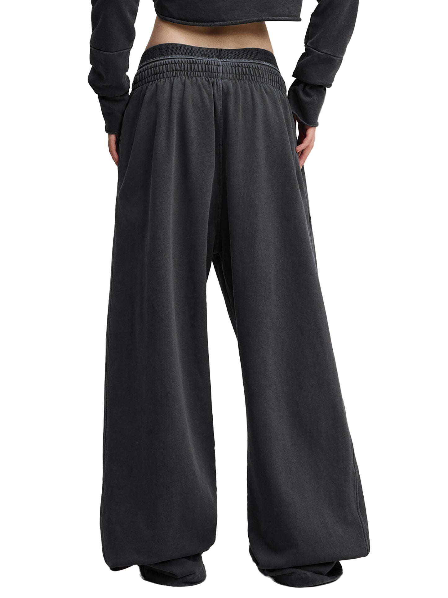 womans Blank style Vintage Washed Waist Pants